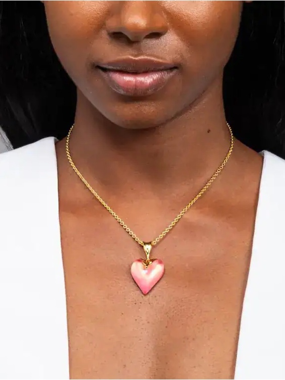 ALEXIS BITTAR Lucite Heart Pendant Necklace - Sweet Melon - Picture 3 of 4